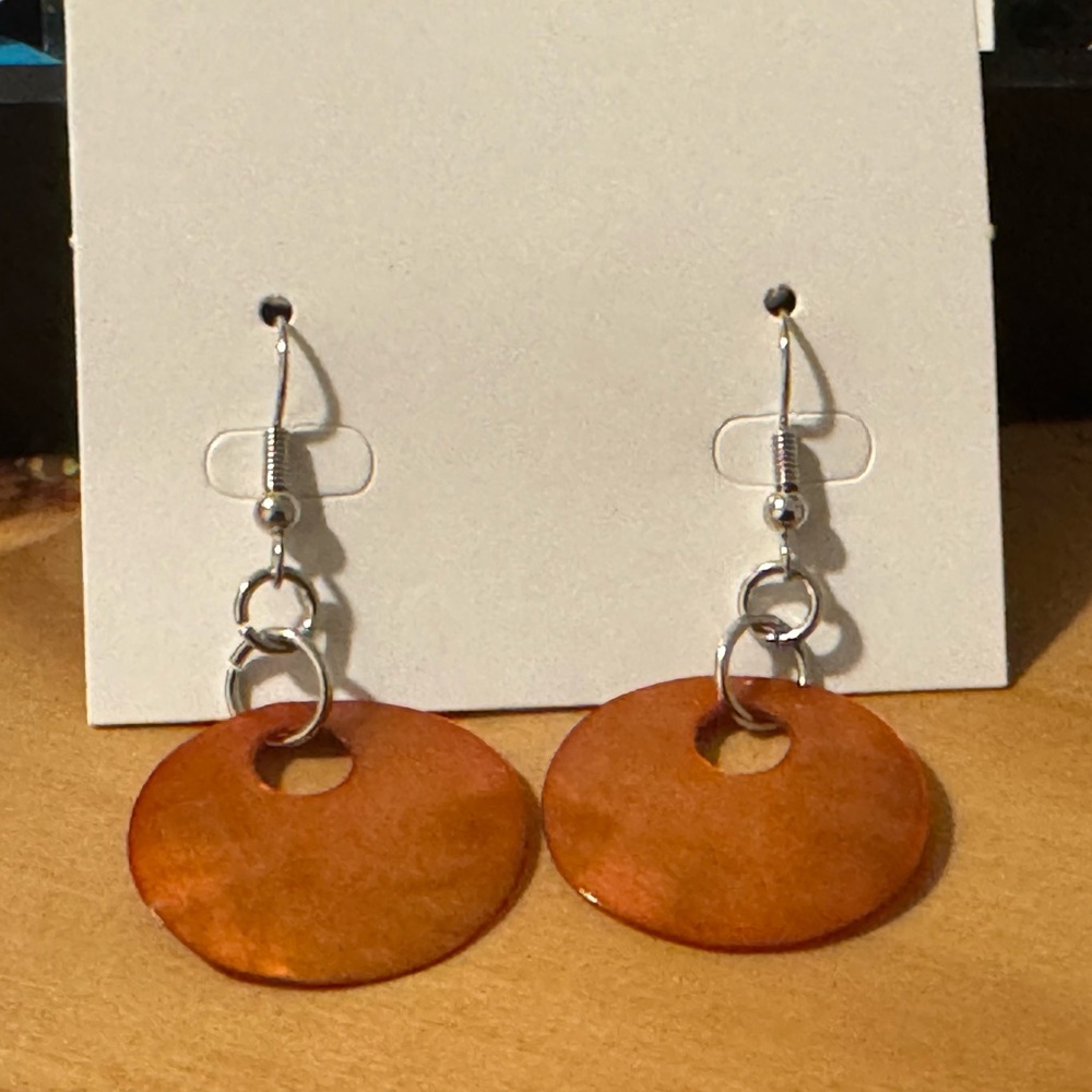 Orange Metallic Shell Hoop Retro 90s Earrings